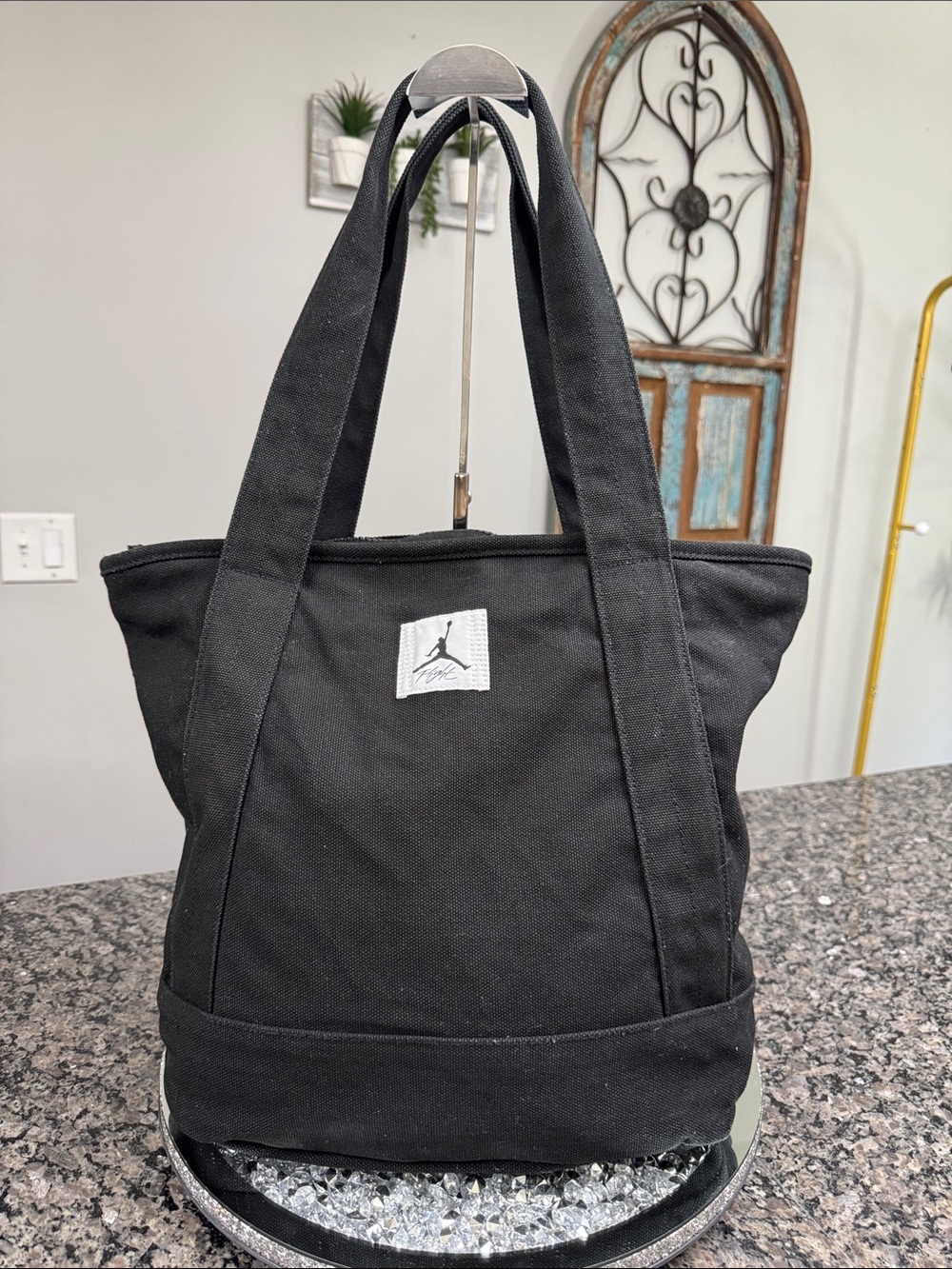 Nike air Jordan Black heavy duty Canvas Duffel Tote Bag EUC